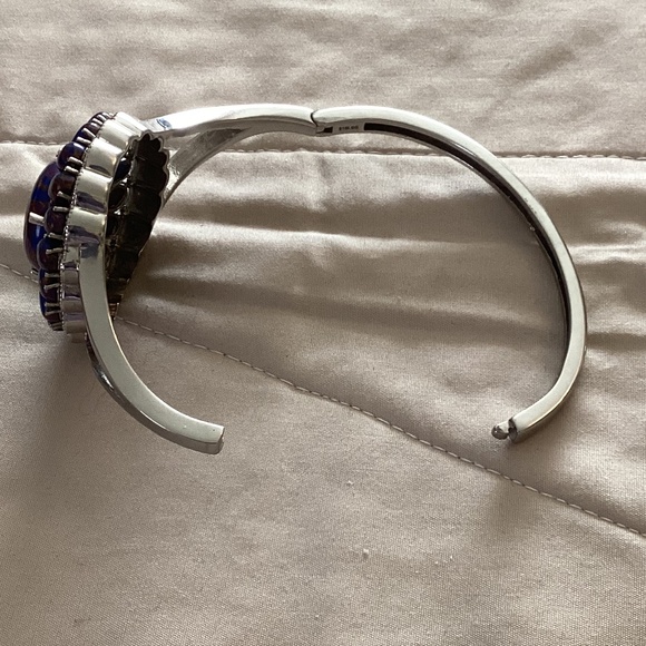 NWOT – Pure Stainless steel, Large round & oval Purple Dahlia bangle bracelet - Picture 10 of 16